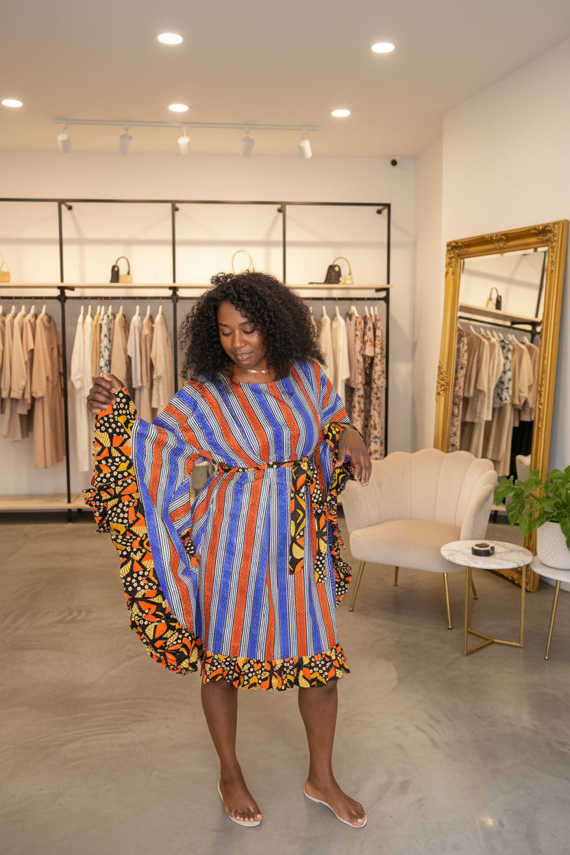 Robe évasée en pagne